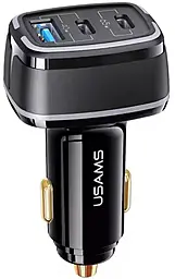 Автомобильное зарядное устройство Usams US-CC141 C24 105w PD/QC4.0 2xUSB-C/USB-A ports car charger black (CC141TC01) - фото Автомобильное зарядное устройство Usams US-CC141 C24 105w PD/QC4.0 2xUSB-C/USB-A ports car charger black (CC141TC01)