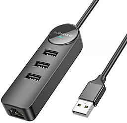 Мультипортовый USB-A хаб Borofone DH6 Erudite 4-in-1 black