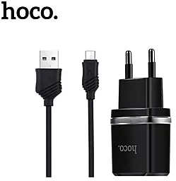 Сетевое зарядное устройство Hoco С12 Charger 2USB + micro USB Cable Black
