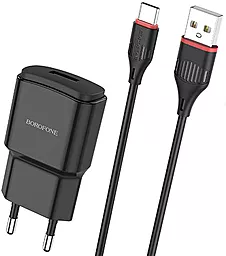 Сетевое зарядное устройство Borofone BA48A Orion 2.1a home charger + USB-C cable black - фото Сетевое зарядное устройство Borofone BA48A Orion 2.1a home charger + USB-C cable black