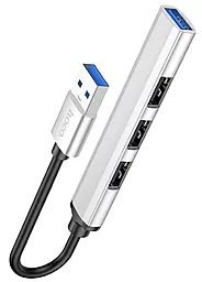 USB хаб (концентратор) Hoco HB26 4-in-1 USB3.0 3xUSB2.0 Silver