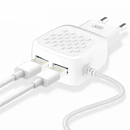 Сетевое зарядное устройство XO L51 2.1a 2xUSB-A ports charger + USB-C cable white - фото Сетевое зарядное устройство XO L51 2.1a 2xUSB-A ports charger + USB-C cable white