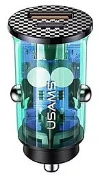 Автомобильное зарядное устройство с быстрой зарядкой Usams C25 42.5w PD USB-C/USB-A ports car charger transparent blue (US-CC127) - фото Автомобильное зарядное устройство с быстрой зарядкой Usams C25 42.5w PD USB-C/USB-A ports car charger transparent blue (US-CC127)