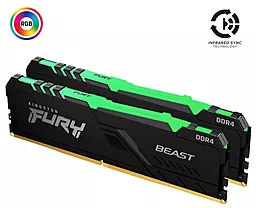 Оперативна пам'ять Kingston Fury Beast DDR4 32GB (2x16GB) 3733MHz RGB (KF437C19BB1AK2/32) Black