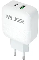Сетевое зарядное устройство Walker WH-37 18w PD USB-C/USB-A ports charger white - фото Сетевое зарядное устройство Walker WH-37 18w PD USB-C/USB-A ports charger white
