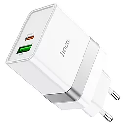 Сетевое зарядное устройство Hoco N21 30w PD USB-C/USB-A ports charger white