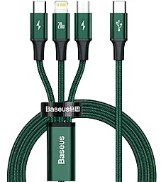 Универсальный кабель Baseus Rapid 3-in-1 USB Type-C to Type-C/Lightning/micro USB 20w 3.5a 1.5м PD сable Green (CAMLT-SC06) - фото Универсальный кабель Baseus Rapid 3-in-1 USB Type-C to Type-C/Lightning/micro USB 20w 3.5a 1.5м PD сable Green (CAMLT-SC06)
