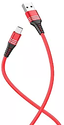 Кабель USB Hoco U46 Tricyclic Silicone micro USB Cable Red - миниатюра 2