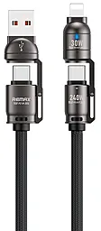 Універсальний кабель Remax C1 Vanguard 4-in-1 USB-A/Type-C to Type-C/Lightning 240w 5a 1.2м PD cable Black