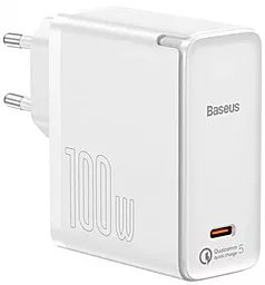 Мережевий зарядний пристрій з швидкою зарядкою Baseus GaN2 Fast Charger 100W + 1.5M USB C-C Cable White (TZCCGAN-L02)