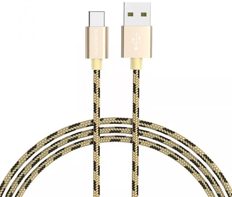 Кабель Borofone BX24 Ring Current USB-A - Type-C 12w 2.4a 1м cable Gold - фото 1