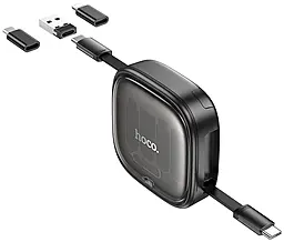 Универсальный кабель Hoco U140 3-in-1 USB-A/Type-C to Type-C/Lightning/micro USB 60w 3a 0.95м PD cable Black - фото Универсальный кабель Hoco U140 3-in-1 USB-A/Type-C to Type-C/Lightning/micro USB 60w 3a 0.95м PD cable Black