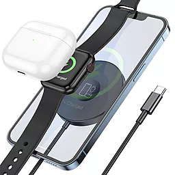 Беспроводное (индукционное) зарядное устройство Hoco CW41 3-in-1 15w magnetic wireless charger black