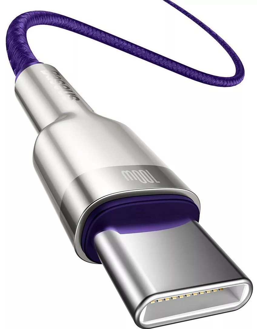 Кабель Baseus Cafule USB Type-C - Type-C 100w 5a 1м PD cable Purple (CATJK-C05) - фото 2