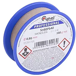 Припой проволочный Cynel Sn60Pb40-SW26 0.8мм 100 г на катушке - фото Припой проволочный Cynel Sn60Pb40-SW26 0.8мм 100 г на катушке