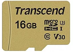 Карта пам'яті Transcend microSDHC 500S 16GB Class 10 UHS-I U3 V30 + SD-адаптер (TS16GUSD500S) - мініатюра 2