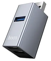 USB-A хаб Hoco HB54 3-in-1 USB-A to 2xUSB 2.0/USB 3.0 Gray - фото USB-A хаб Hoco HB54 3-in-1 USB-A to 2xUSB 2.0/USB 3.0 Gray