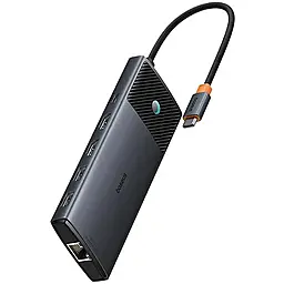 Мультипортовий Type-C хаб Baseus Metal Gleam II 10-in-1 USB3.0 black (B00061800123-01) - фото Мультипортовий Type-C хаб Baseus Metal Gleam II 10-in-1 USB3.0 black (B00061800123-01)