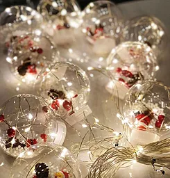 Гирлянда Luca Lighting занавес штора Шары с наполнением Дед Мороз, 3.0м, 10 шаров Теплый белый - миниатюра 4