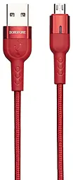 Кабель Borofone BU17 Starlight USB-A - micro USB 12w 2.4a 1.2м cable Red - фото Кабель Borofone BU17 Starlight USB-A - micro USB 12w 2.4a 1.2м cable Red