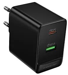 Сетевое зарядное устройство Borofone BAS16A Erudite 45w GaN PD/QC USB-C/USB-A fast charger black - фото Сетевое зарядное устройство Borofone BAS16A Erudite 45w GaN PD/QC USB-C/USB-A fast charger black