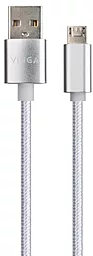Кабель Vinga USB-A - micro USB 12w 2.4a 1м cable Silver (VCPDCMLED1S) - фото Кабель Vinga USB-A - micro USB 12w 2.4a 1м cable Silver (VCPDCMLED1S)