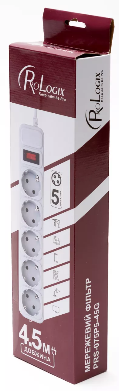 Сетевой фильтр (удлинитель) PrologiX 5 розеток 3м cерый (PRS-075P5-30G) - фото 2