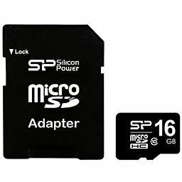 Карта пам'яті Silicon Power microSDHC 16GB Class 10 + SD-адаптер (SP016GBSTH010V10-SP)