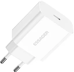Сетевое зарядное устройство Essager 20w PD USB-C fast charger white (ECTC-FJB02-P)