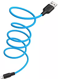 Кабель Hoco X21 Plus Silicone USB-A - Lightning 12w 2.4a 1м cable Black/Blue - миниатюра 2