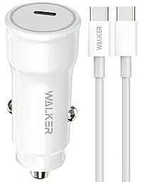 Автомобільний зарядний пристрій Walker WCR-63 30w PD USB-C fast charger + USB-C to USB-C cable white - фото Автомобільний зарядний пристрій Walker WCR-63 30w PD USB-C fast charger + USB-C to USB-C cable white