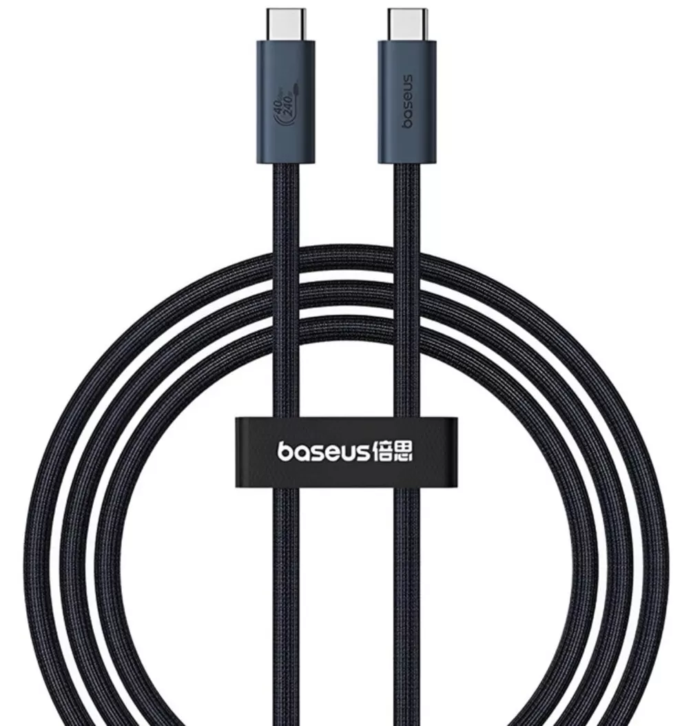 Мультимедийный кабель Baseus Flash 2 Full FeatuRed USB4.0 Type-C - Type-C 8k 60hz 240w 5a 1м 40gbps PD data cable Black (P10311803111-00) - фото 2