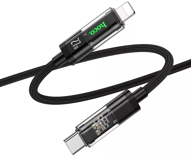 Кабель Hoco U116 USB Type-C - Lightning 27w 3a 1.2м PD сable Black - фото 2