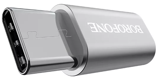 Адаптер-перехідник Borofone BV4 Micro USB - USB Type-C Silver - фото 3