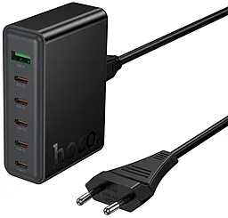 Сетевое зарядное устройство Hoco C152A 70w GaN PD 5xUSB-C/1xUSB-A ports charger black - фото Сетевое зарядное устройство Hoco C152A 70w GaN PD 5xUSB-C/1xUSB-A ports charger black