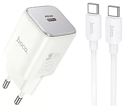 Сетевое зарядное устройство Hoco N43 30w GaN PD USB-C ports fast charger + USB-C to USB-C cable white - фото Сетевое зарядное устройство Hoco N43 30w GaN PD USB-C ports fast charger + USB-C to USB-C cable white