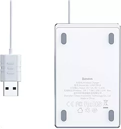 Беспроводное (индукционное) зарядное устройство Baseus Card Ultra-thin 15W with USB cable 1m White/Silver (WX01B-S2) - миниатюра 4