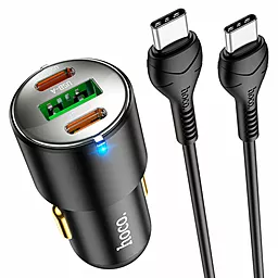 Автомобільний зарядний пристрій Hoco NZ6 45w PD 2xUSB-C/USB-A ports car charger + USB-C to USB-C cable black - фото Автомобільний зарядний пристрій Hoco NZ6 45w PD 2xUSB-C/USB-A ports car charger + USB-C to USB-C cable black