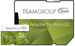 Карта памяти Team microSDHC 16GB Class 10 UHS-I U1 + SD-адаптер (TCUSDH16GUHS43)