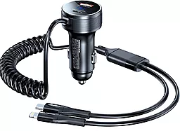 Автомобільний зарядний пристрій Remax RCC-336 Saga Series USB QC 22.5W + USB-C PD 30W + 2-in-1 USB-C 22.5W - Lightning 12W Black