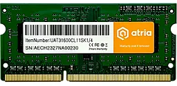 Оперативная память для ноутбука ATRIA 4 GB SO-DIMM DDR3 1600 MHz (UAT31600CL11SK1/4)