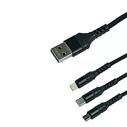 Кабель USB Remax Speed 3-in-1 USB Type-C/Lightning/micro USB Cable Black (RC-186th)