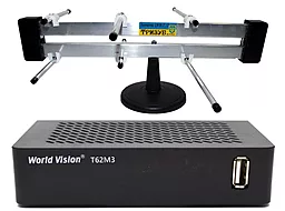 Комплект цифрового ТВ World Vision T62M3 + комнатная антенна Тризуб