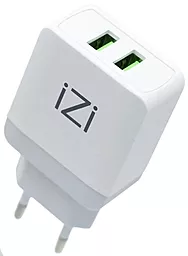 Сетевое зарядное устройство iZi MW-14 17w 2xUSB-A ports charger white - фото Сетевое зарядное устройство iZi MW-14 17w 2xUSB-A ports charger white