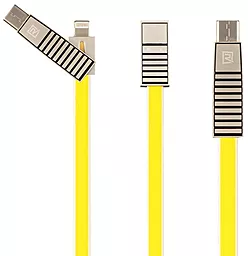 Универсальный кабель Remax Linyo Linyo 3-in-1 USB-A to Type-C/Lightning/micro USB 12w 2.4a 1м сable Yellow (RC-072th) - фото Универсальный кабель Remax Linyo Linyo 3-in-1 USB-A to Type-C/Lightning/micro USB 12w 2.4a 1м сable Yellow (RC-072th)