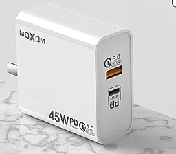 Сетевое зарядное устройство с быстрой зарядкой MOXOM MX-HC29 QC 3.0 22.5W/PD 3.0 45W White - миниатюра 2