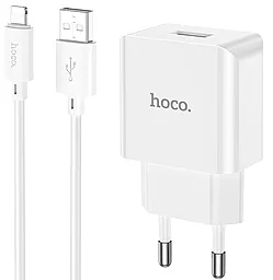 Сетевое зарядное устройство Hoco C106A 2.1a home charger + Lightning cable white - фото Сетевое зарядное устройство Hoco C106A 2.1a home charger + Lightning cable white