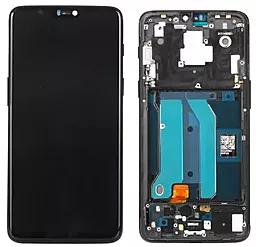 Дисплей OnePlus 6 (A6000, A6003) з тачскріном і рамкою, оригінал, Midnight Black