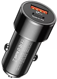 Автомобільний зарядний пристрій з швидкою зарядкою Baseus Type-C PD+USB QC3,0 2USB, 36W Black (CAXLD-A01) - мініатюра 2