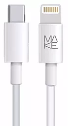 Кабель MAKE USB Type-C - Lightning 18w 3a 1.2м PD сable White (MCB-LT2WH)